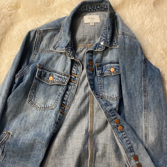 COPY - KanCan long distressed jean jacket - Picture 3 of 4